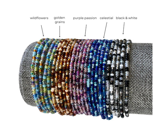 Colorful Seed Bead Stretch Bracelet Handmade Boho Jewelry Stackable Design Tiny Glass Beads Multiple Colors Available Minimalist Layering Accessory Everyday Wear Essential Elastic Band Construction Comfortable All Day Fit Bohemian Fashion