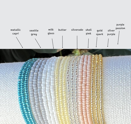 Seed Bead Bracelet – Handmade Stackable Bohemian Stretch Design - Stones + Paper
