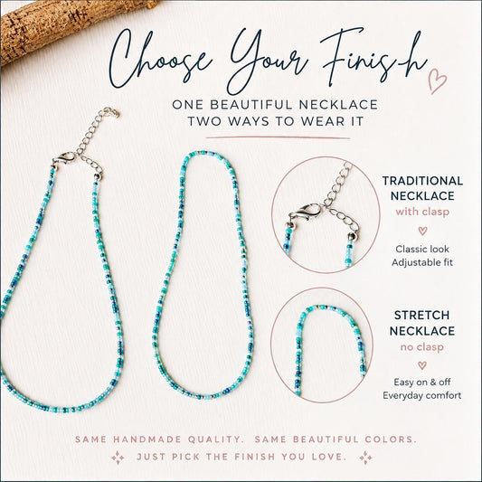 Seed Bead Necklace – Handmade Glass Choker Boho Minimalist Jewelry - Stones + Paper