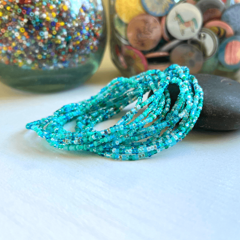 Aqua Stretch Seed Bead Bracelet