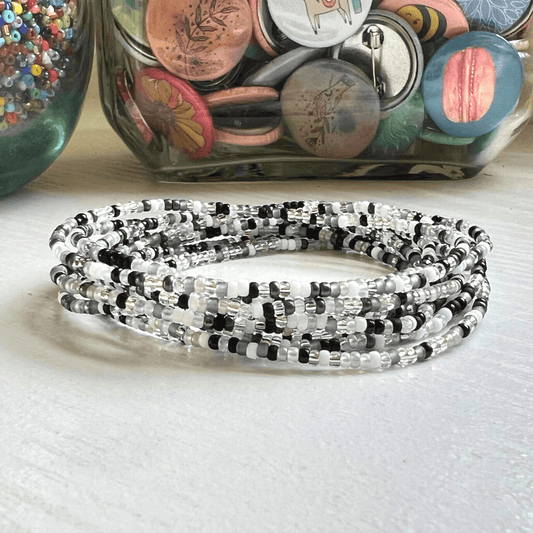 Black & White Seed Bead Bracelets - Stones + Paper