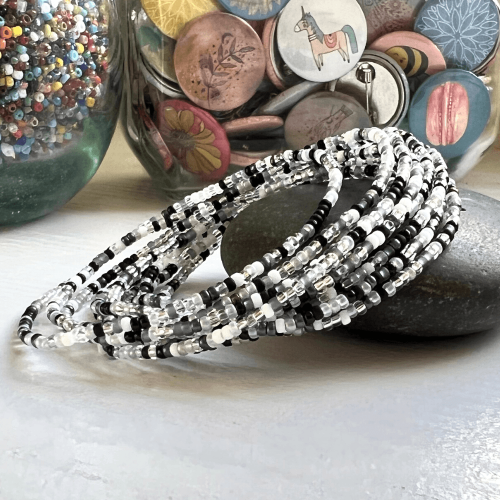 Black White Seed Bead Bracelets