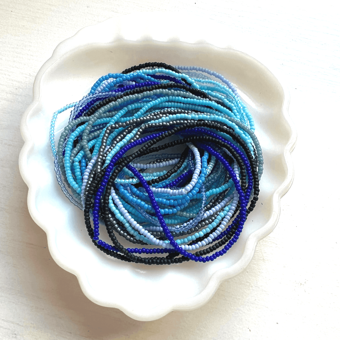 Blue Collection Seed Bead Stretch Bracelets - Stones + Paper
