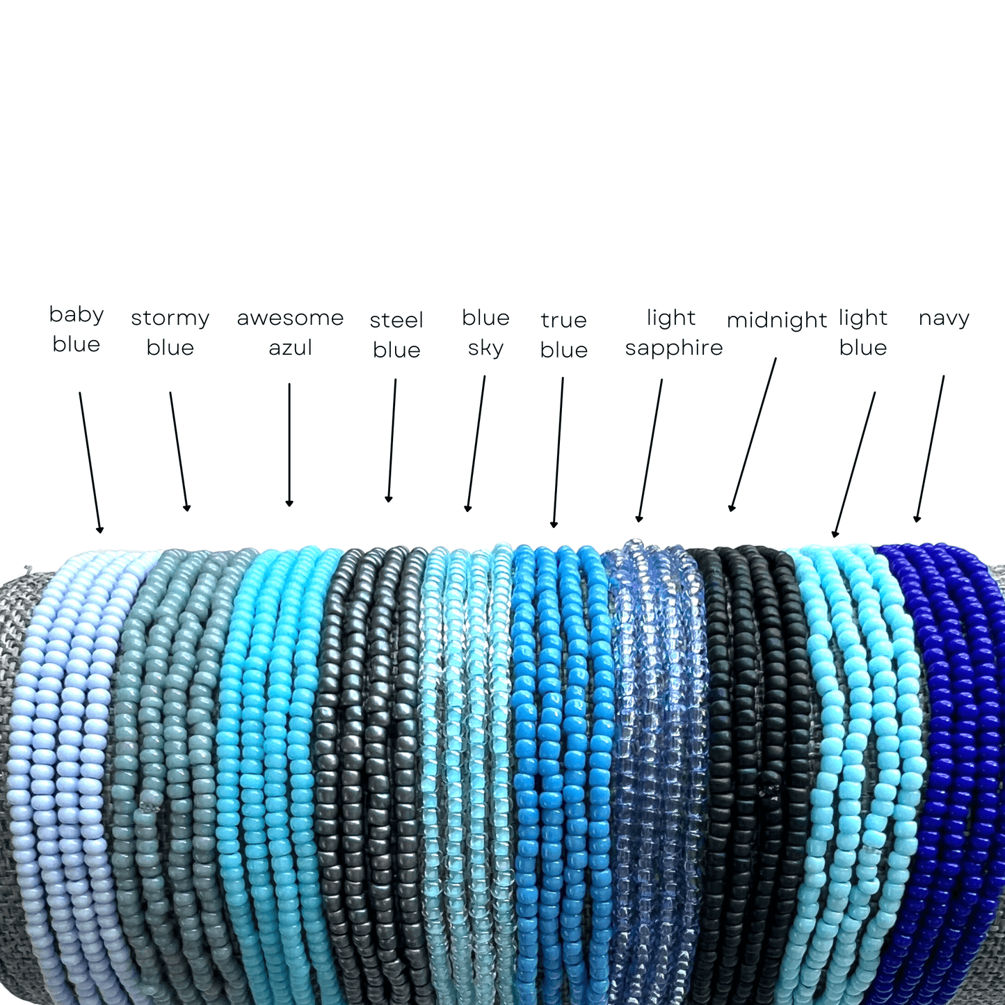 Blue Collection Seed Bead Stretch Bracelets - Stones + Paper