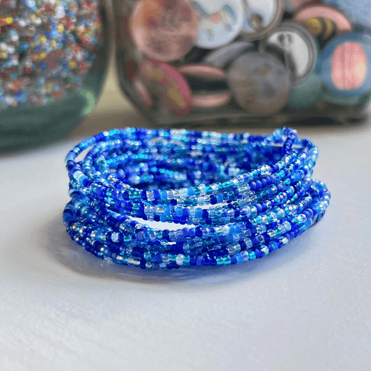 Celestial Blue Seed Bead Bracelets - Stones + Paper