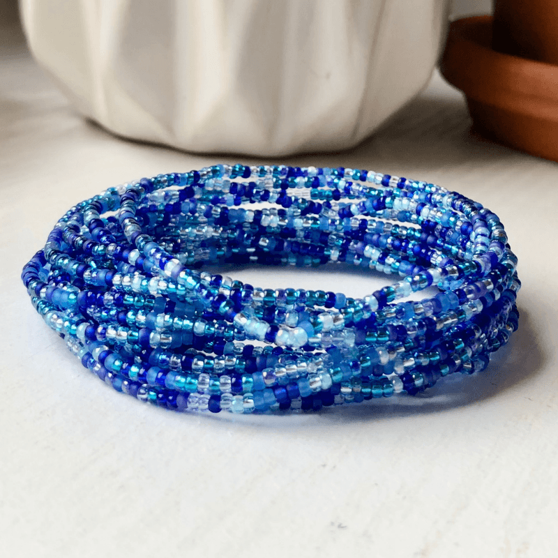 Celestial Blue Seed Bead Bracelets - Stones + Paper