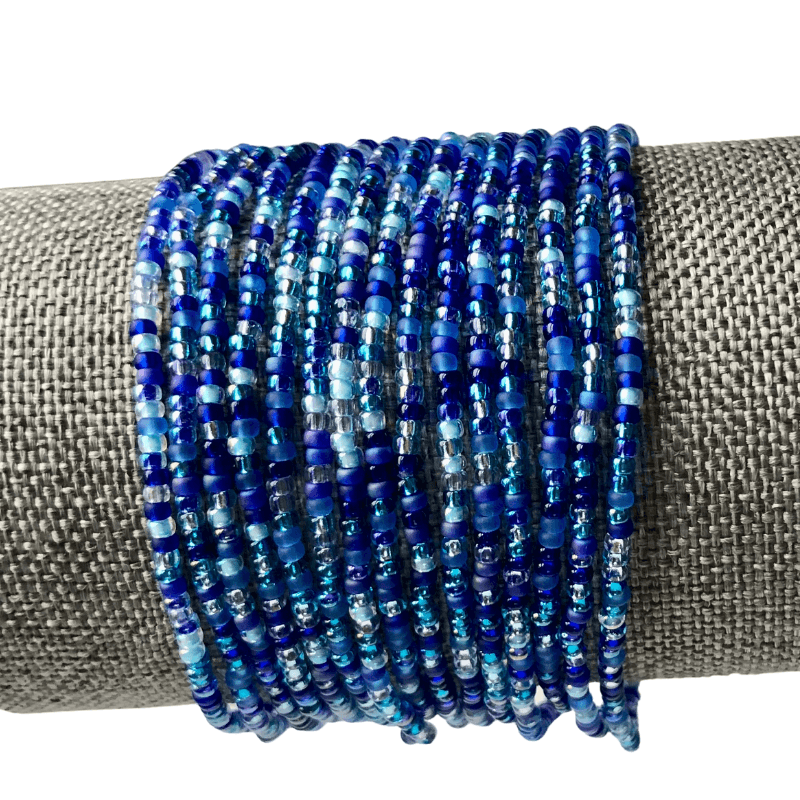 Celestial Blue Seed Bead Bracelets - Stones + Paper