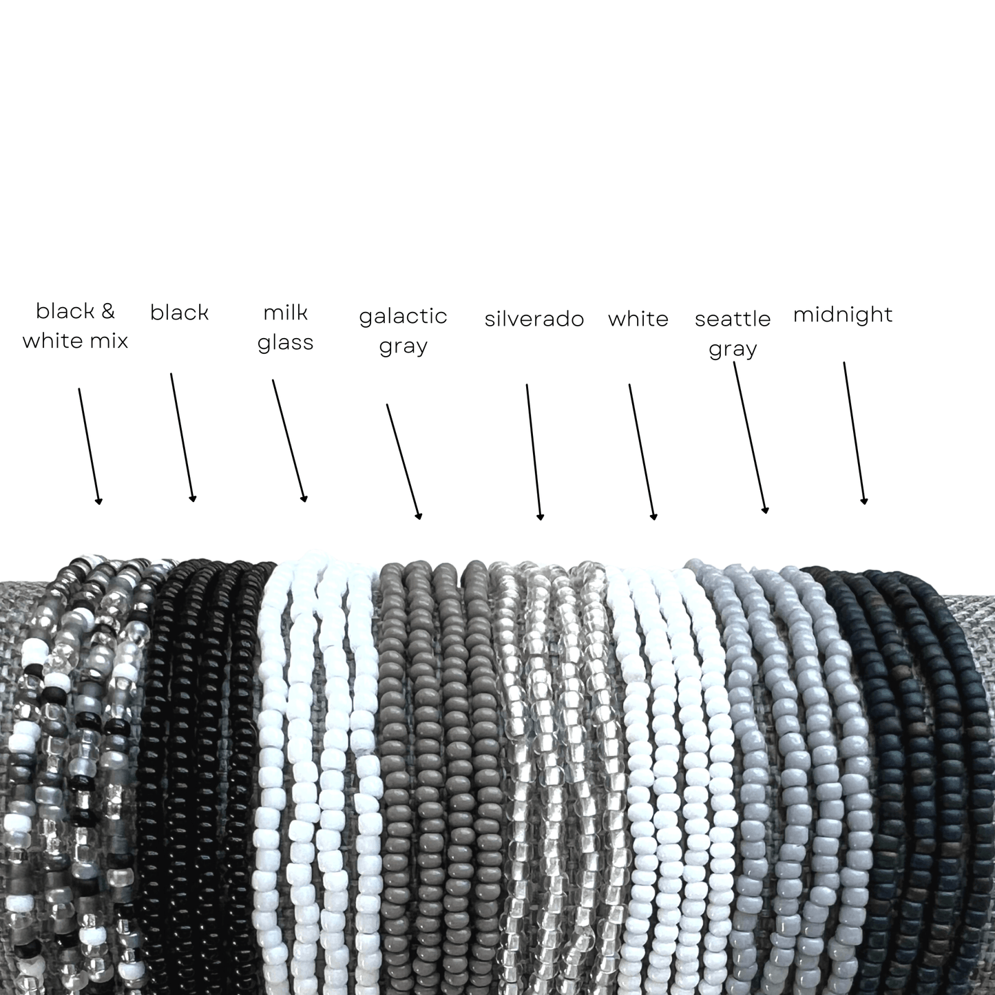 Cool Neutral Collection Seed Bead Stretch Bracelets - Stones + Paper
