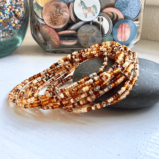 Stretch Bracelet Design Golden Glass Beads Handmade Jewelry Piece Dainty Seed Bead Collection 2mm Size Beads Layering Accessory Perfect Stacking Option Everyday Fashion Essential Minimalist Style Jewelry Elastic Band Comfortable Wear