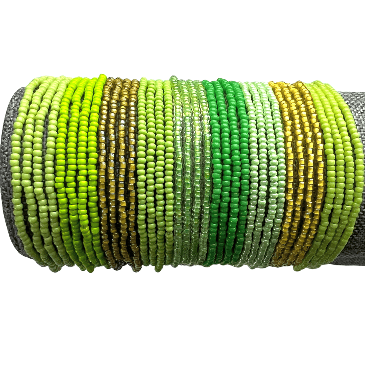 Green Collection Seed Bead Stretch Bracelets - Stones + Paper