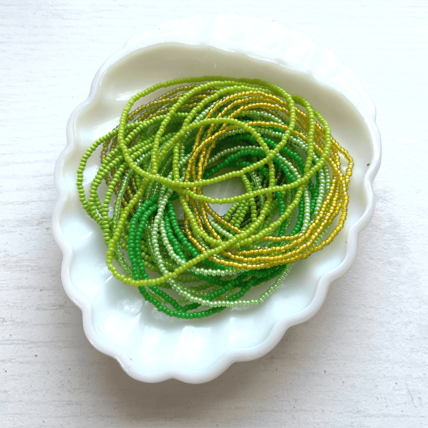 Green Collection Seed Bead Stretch Bracelets - Stones + Paper