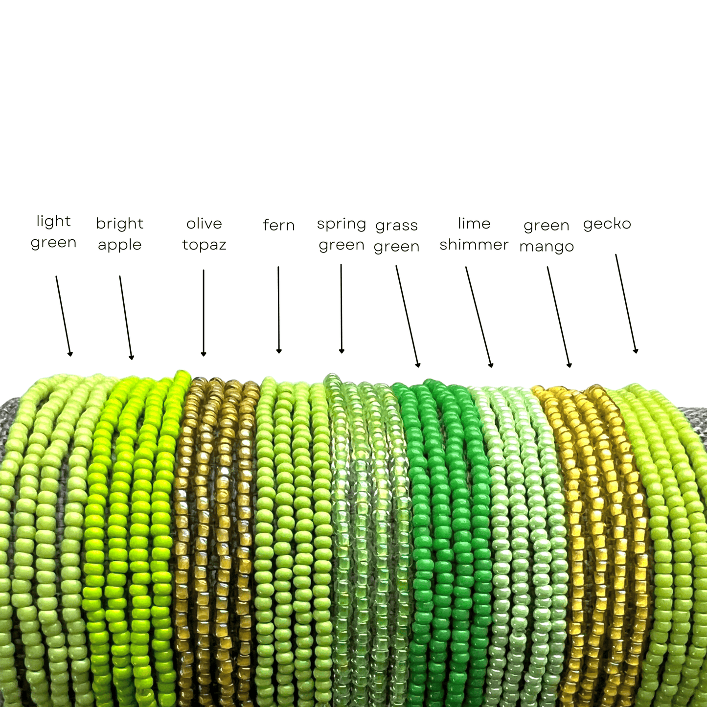 Green Collection Seed Bead Stretch Bracelets - Stones + Paper