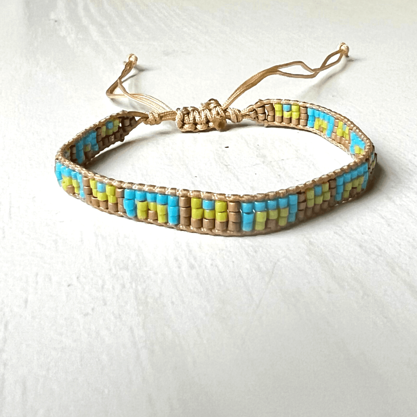 Miyuki Beaded Adjustable Bracelet - Stones + Paper