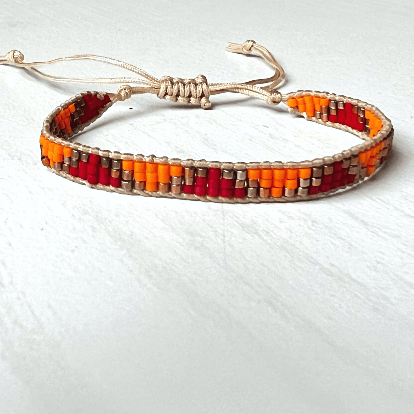 Miyuki Beaded Adjustable Bracelet - Stones + Paper