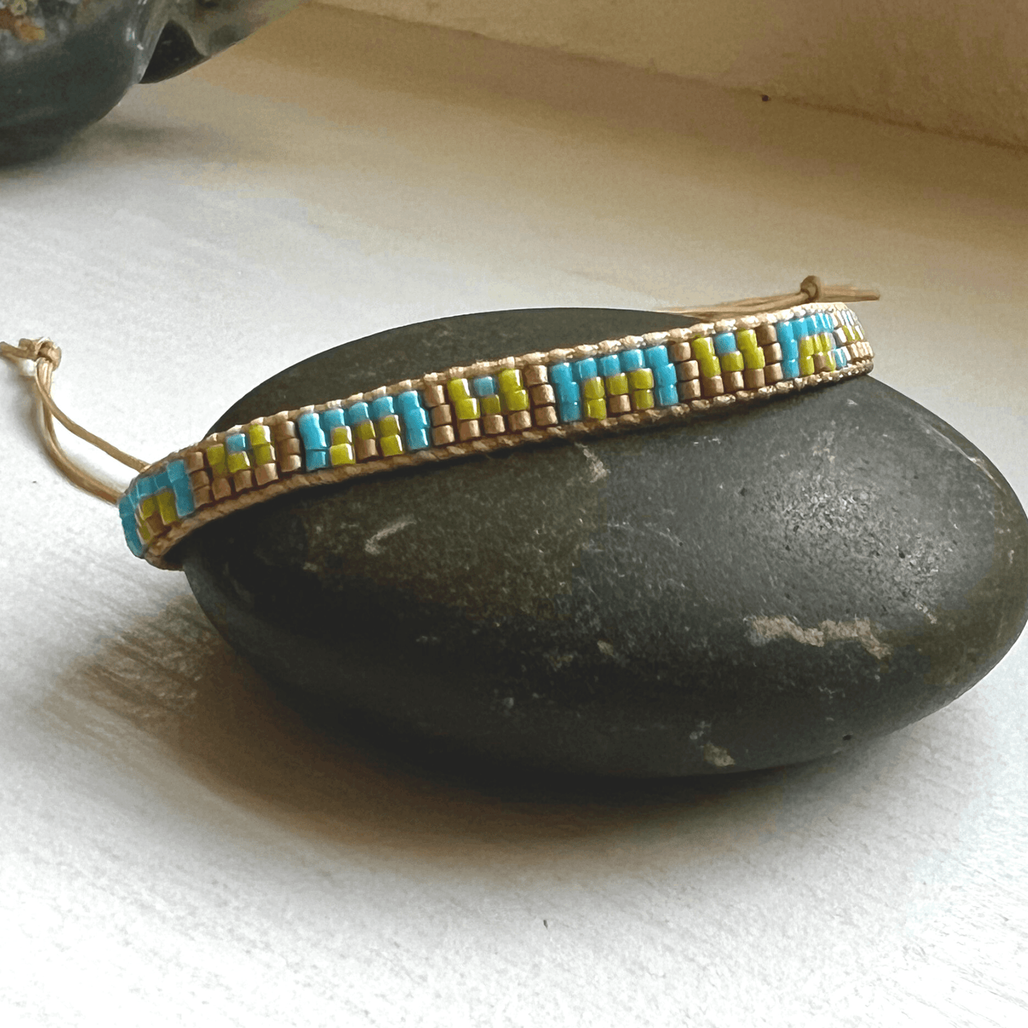 Miyuki Beaded Adjustable Bracelet - Stones + Paper