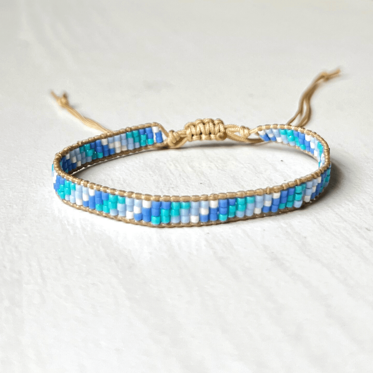 Miyuki Beaded Adjustable Bracelet - Stones + Paper