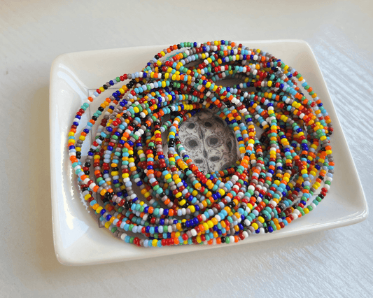 Multi Color Seed Bead Stretch Bracelets - Stones + Paper