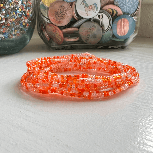 Orange Seed Bead Stretch Bracelets - Stones + Paper