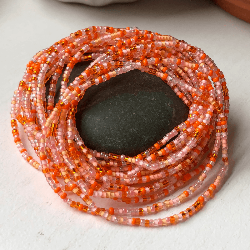 Orange Seed Bead Stretch Bracelets - Stones + Paper