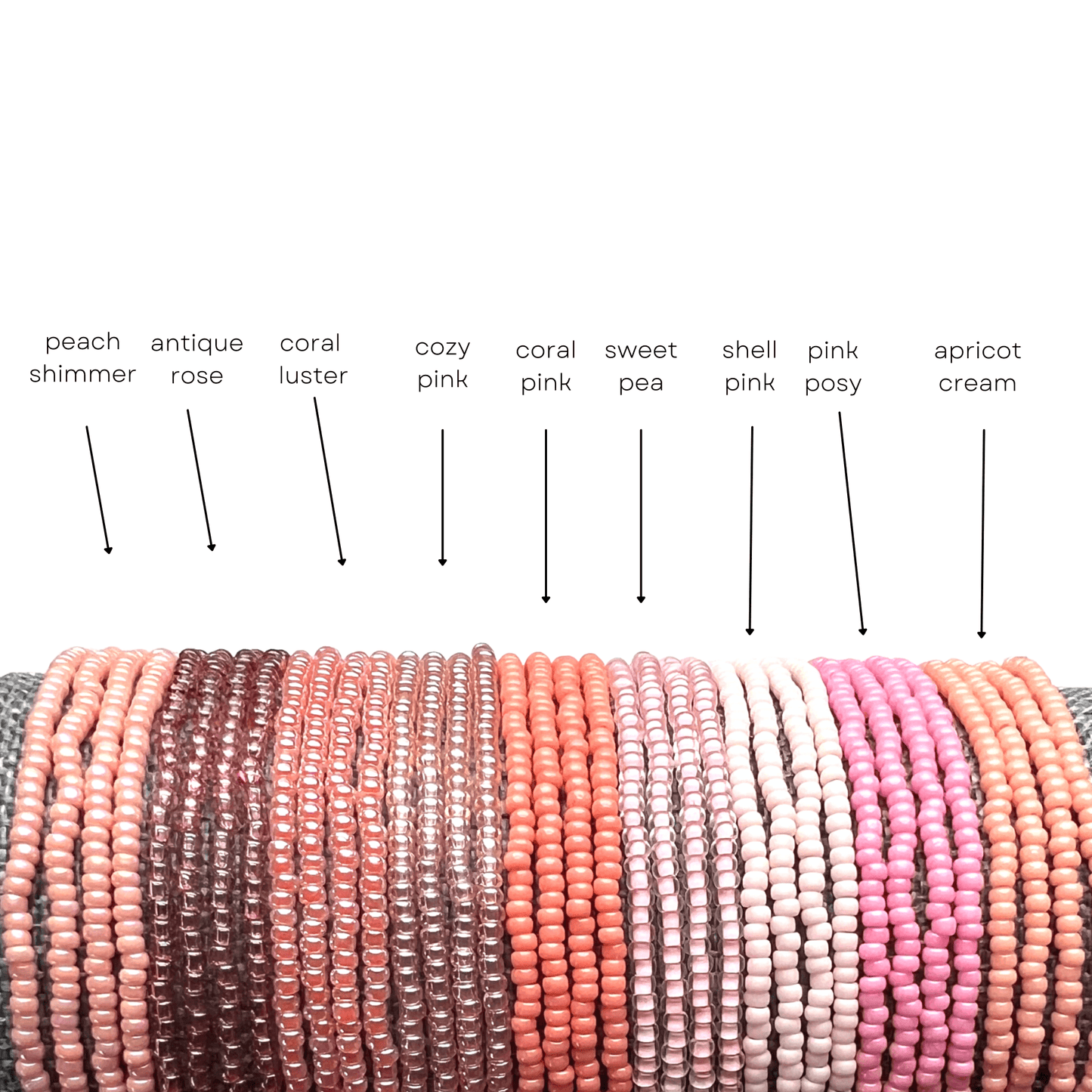 Peachy Pink Collection Seed Bead Stretch Bracelets - Stones + Paper