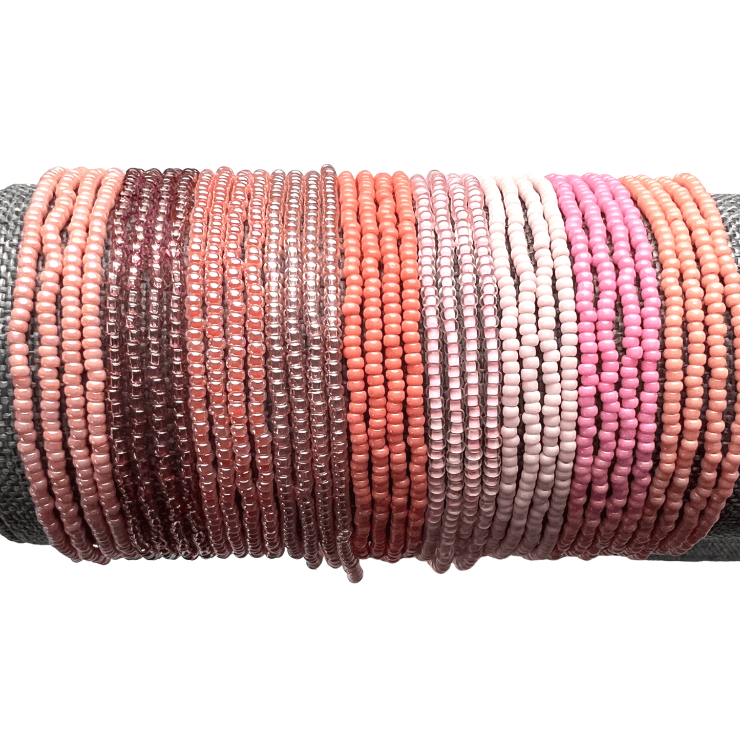 Peachy Pink Collection Seed Bead Stretch Bracelets - Stones + Paper