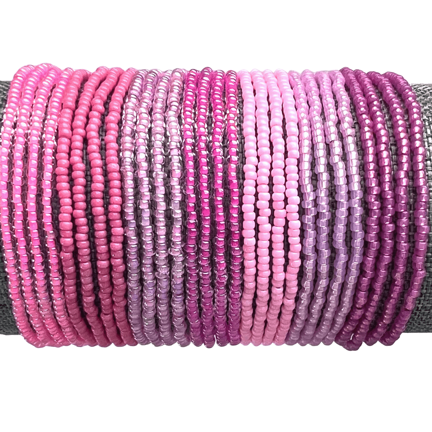 Pink Collection Seed Bead Stretch Bracelets - Stones + Paper