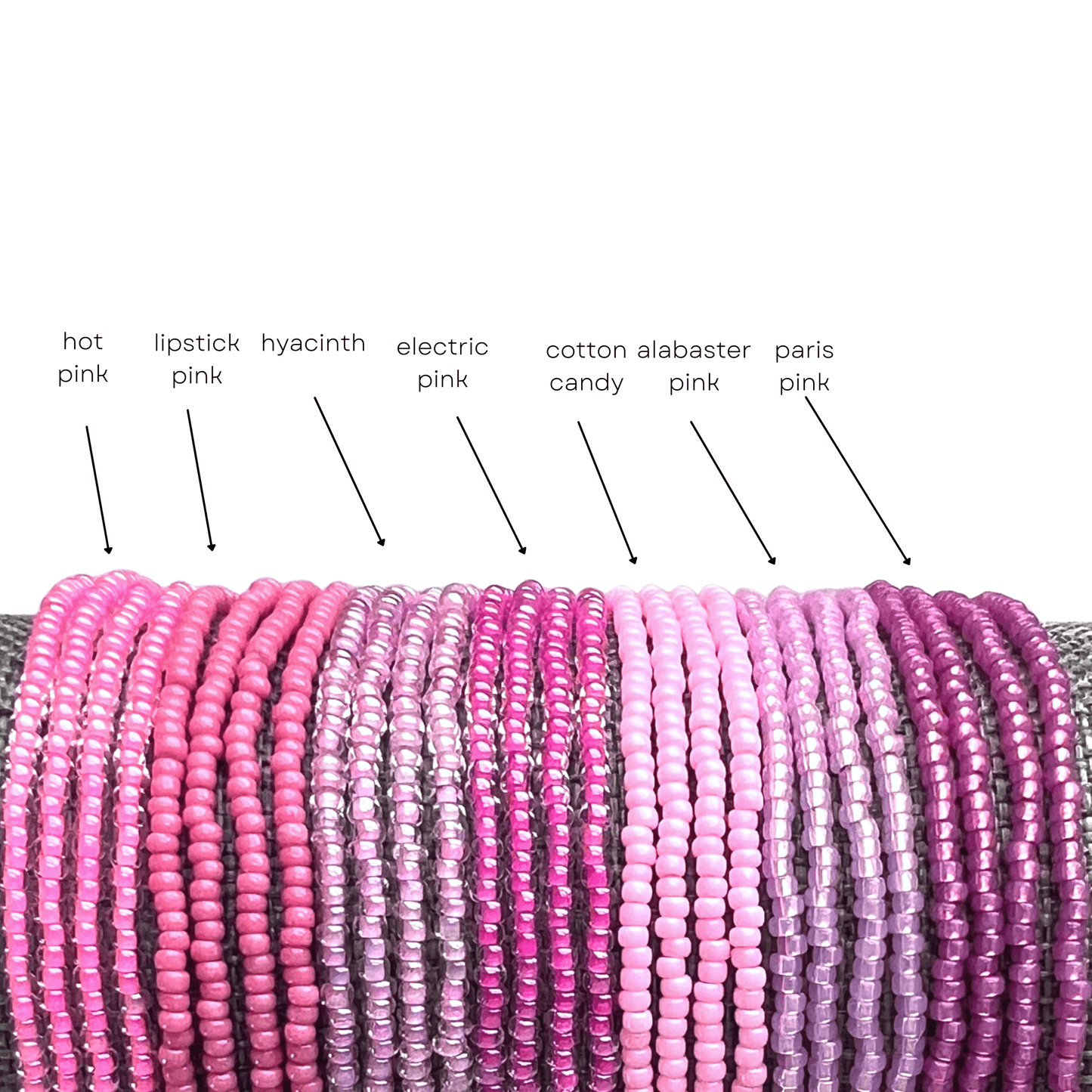 Pink Collection Seed Bead Stretch Bracelets - Stones + Paper
