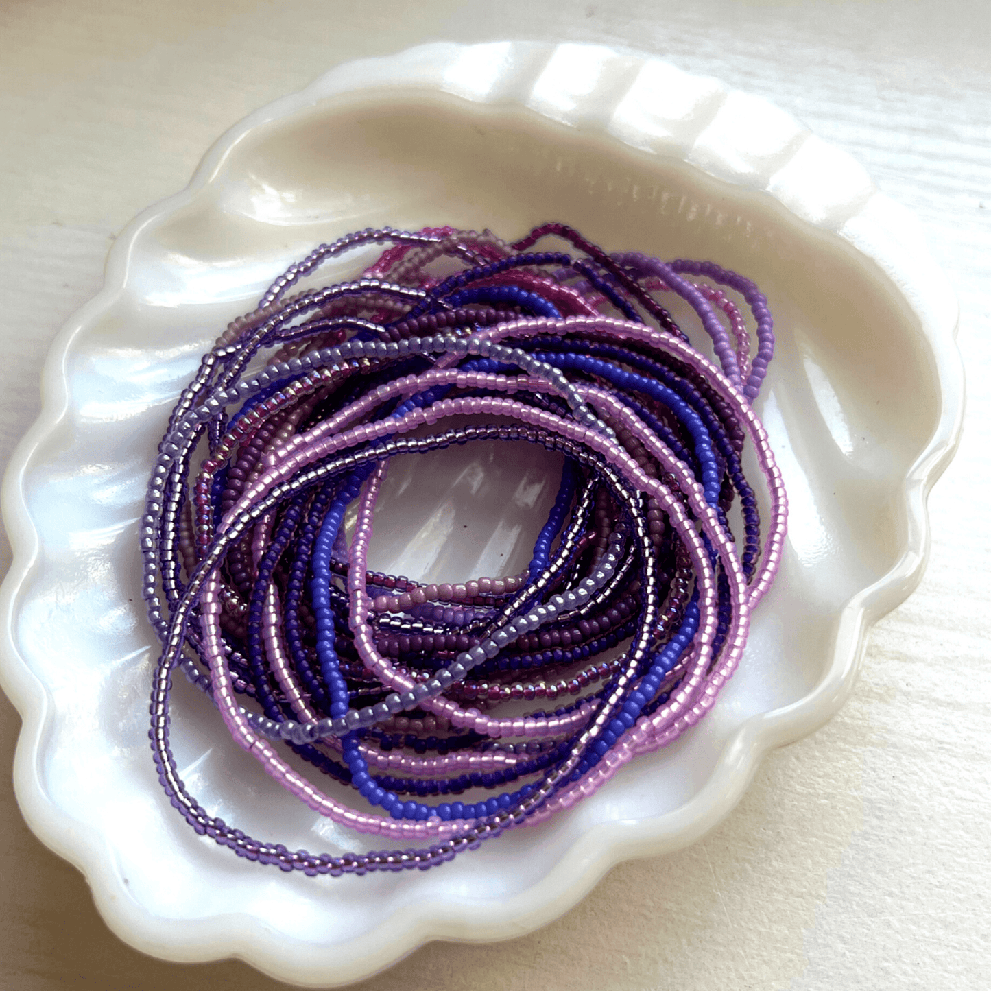 Purple Collection Seed Bead Stretch Bracelets - Stones + Paper