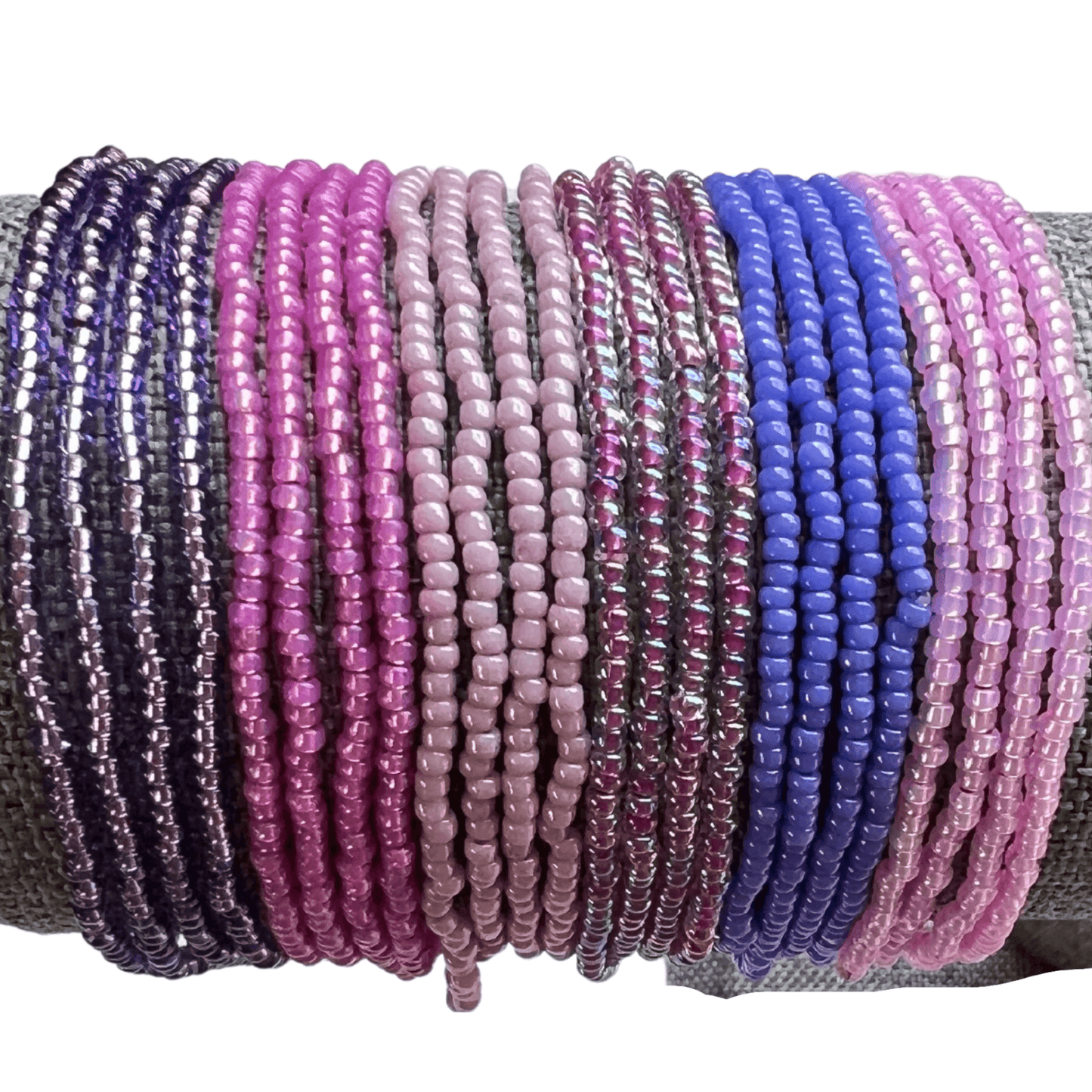 Purple Collection Seed Bead Stretch Bracelets - Stones + Paper