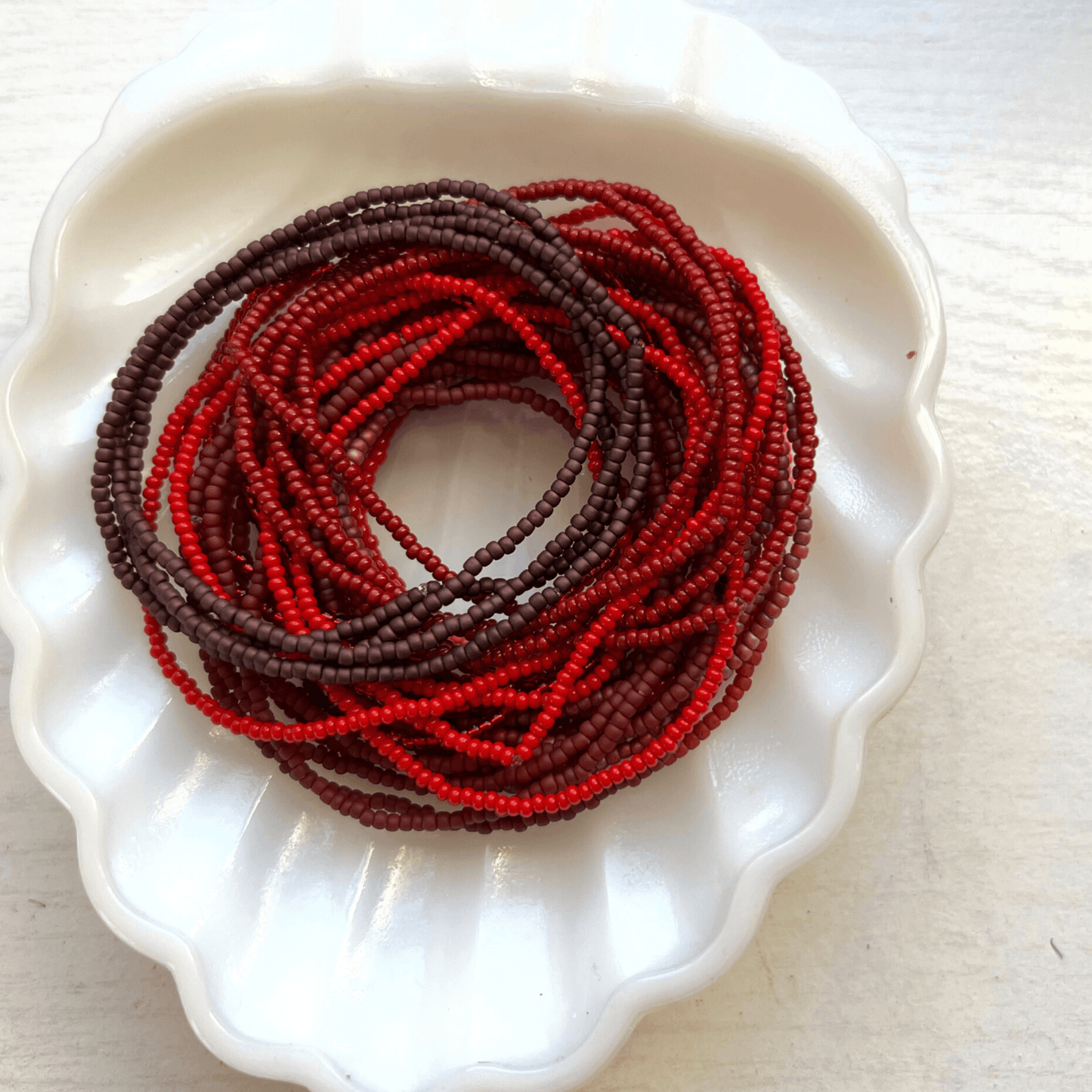 Red Collection Seed Bead Stretch Bracelets - Stones + Paper