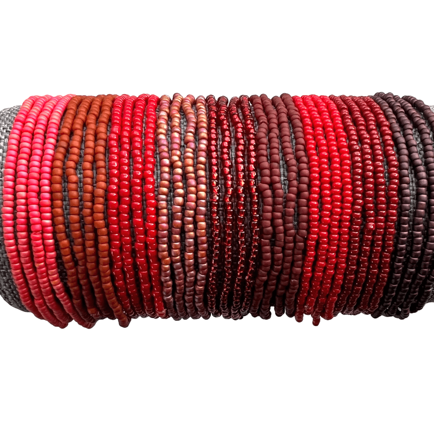 Red Collection Seed Bead Stretch Bracelets - Stones + Paper