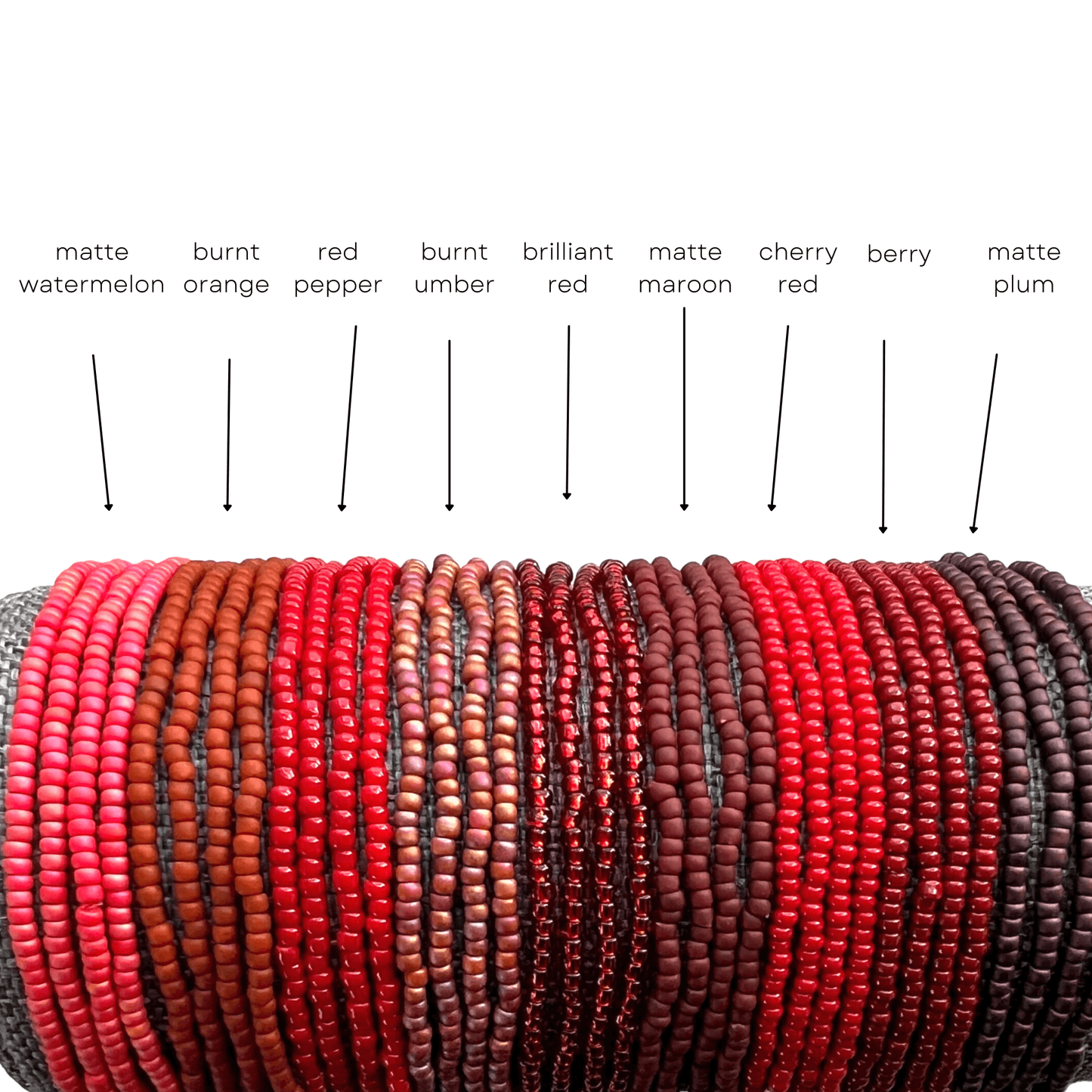 Red Collection Seed Bead Stretch Bracelets - Stones + Paper