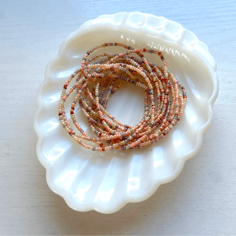 Shell Beach Seed Bead Stretch Bracelets - Stones + Paper