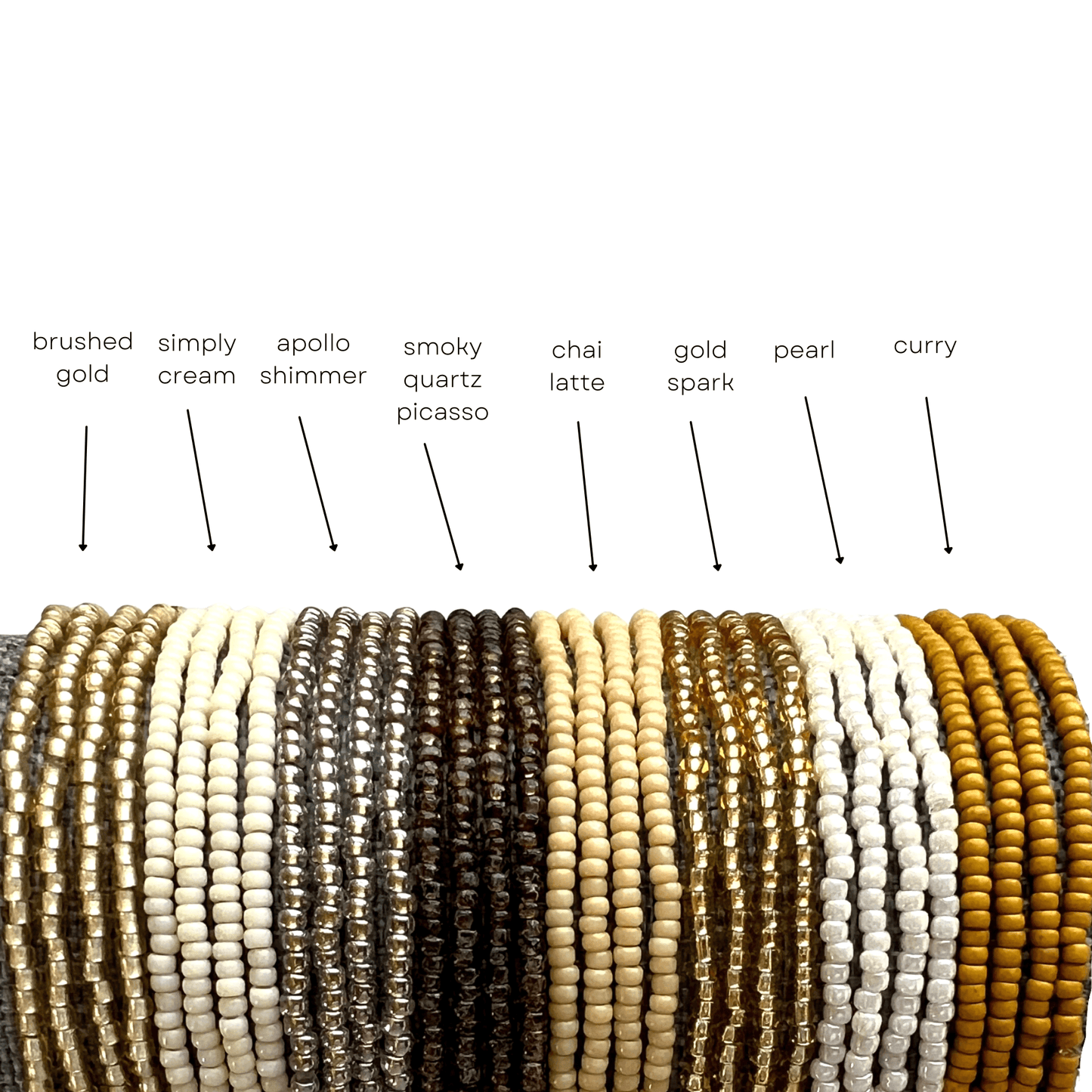 Warm Neutral Collection Seed Bead Stretch Bracelets - Stones + Paper