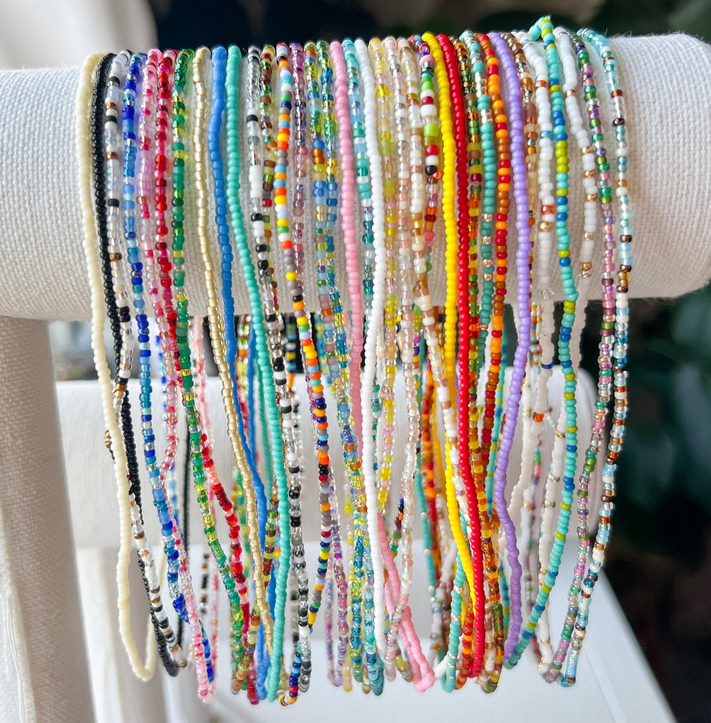 Beaded Beach Necklace – Waterproof Stretch Boho Resort Jewelry - Stones + Paper