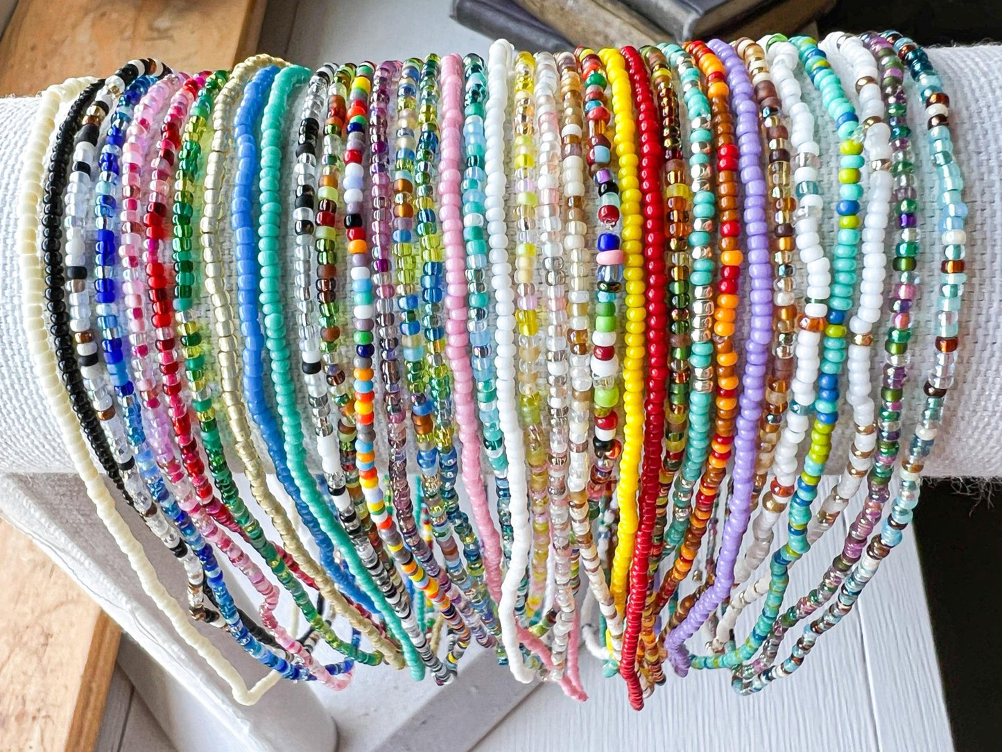 Beaded Beach Necklace – Waterproof Stretch Boho Resort Jewelry - Stones + Paper