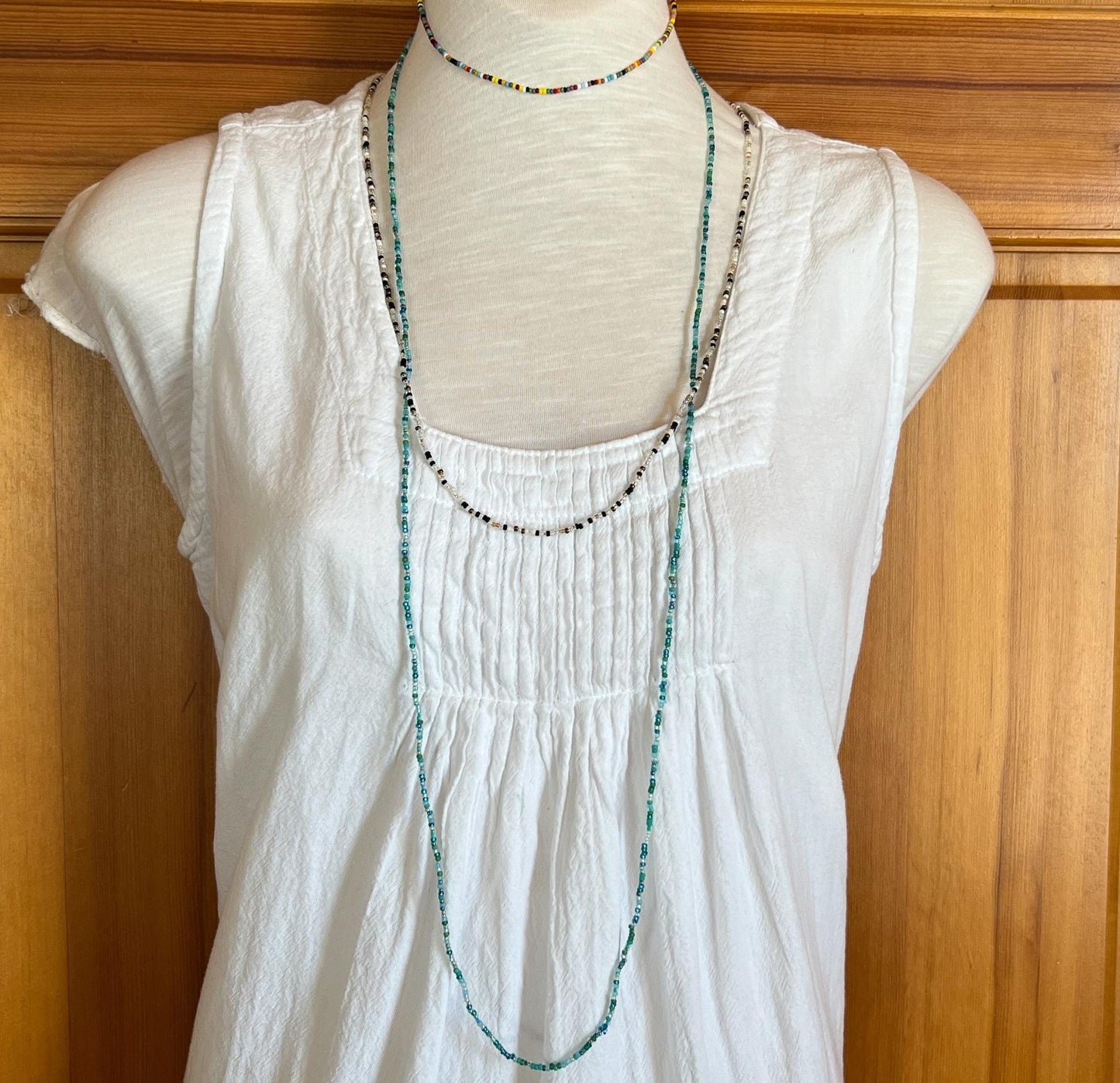 Beaded Beach Necklace – Waterproof Stretch Boho Resort Jewelry - Stones + Paper