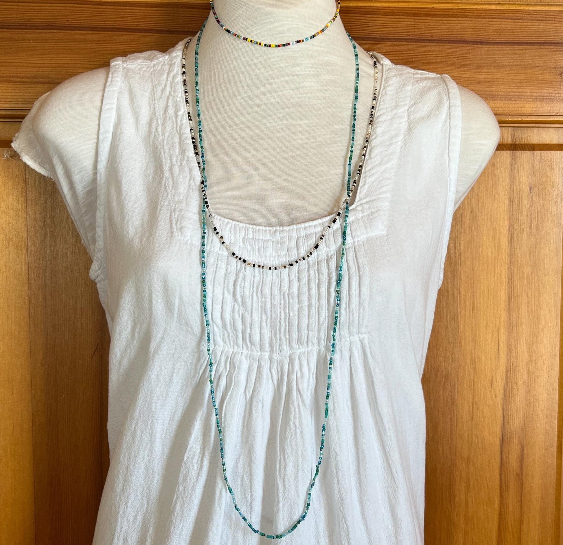 Beaded Beach Necklace – Waterproof Stretch Boho Resort Jewelry - Stones + Paper