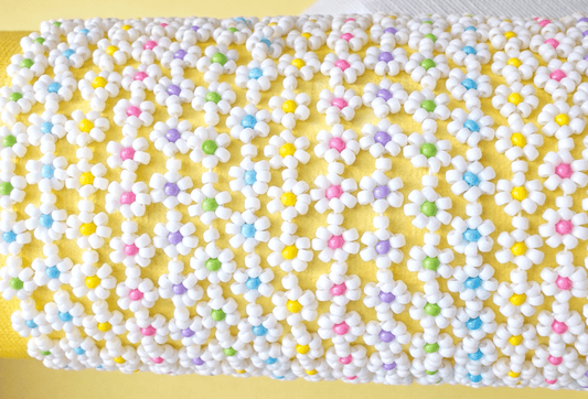 Daisy Chain Bracelet – Handmade Glass Seed Bead Spring Summer Stretch Accessory - Stones + Paper