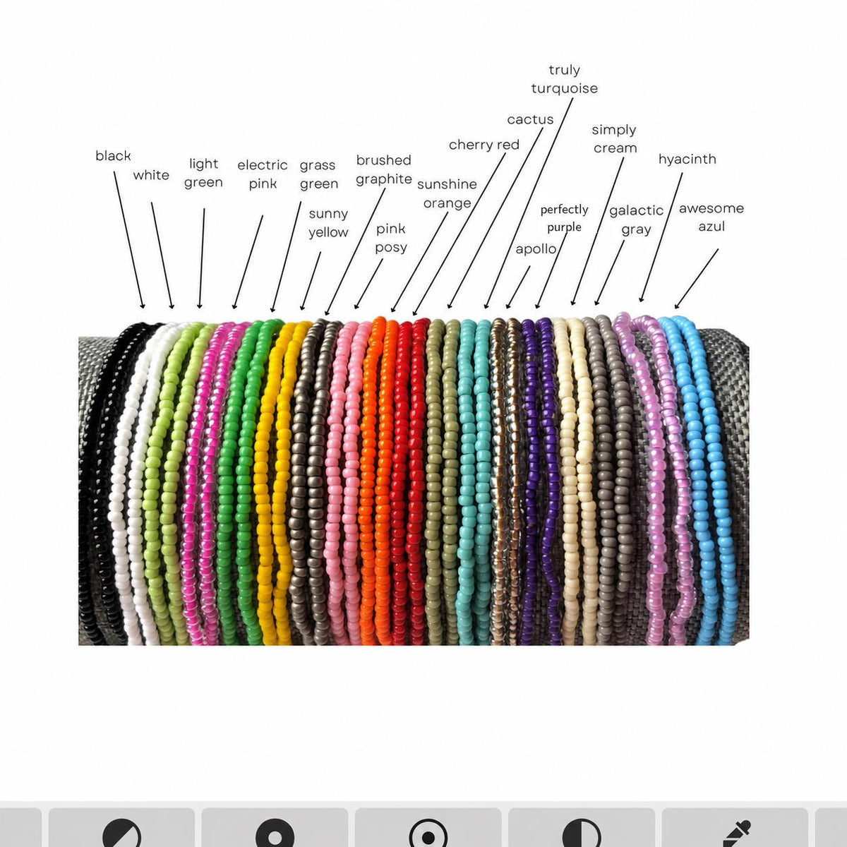 Glass Seed Bead Bracelet – Stretch Stackable Single Strand - Stones + Paper