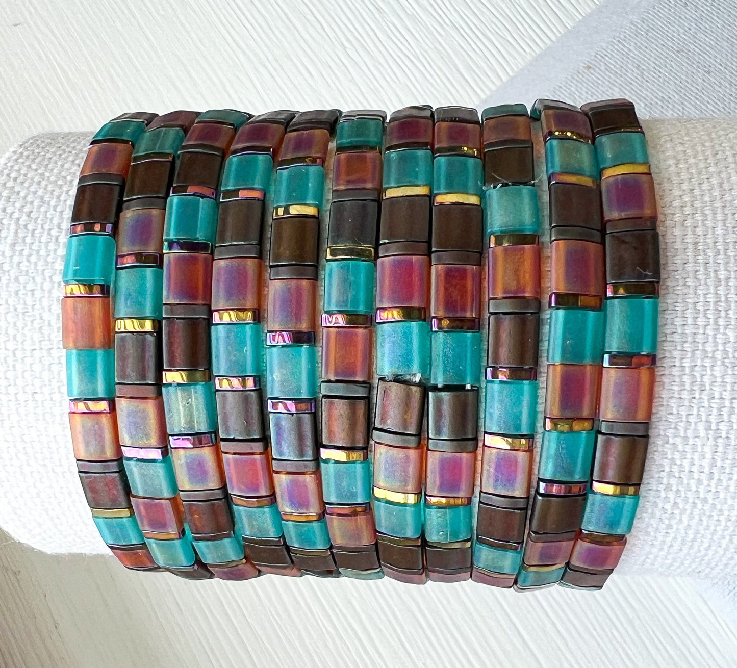 Miyuki Bead Bracelet – Handmade Japanese Glass Tile Friendship Jewelry