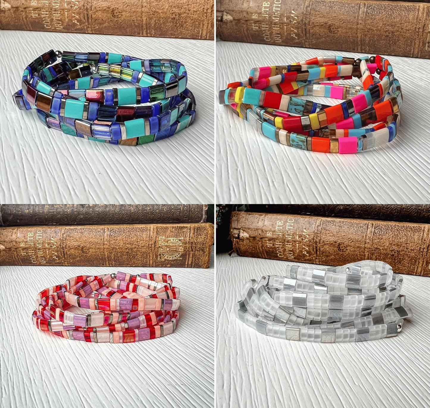 Stacking Bracelet Collection Miyuki Tile Beads Colorful Design Boho Style Accessory Handmade Jewelry Piece Stretch Comfort Band Genuine Japanese Quality Multiple Colors Available Summer Fashion Essential Beach Accessory Festival Wear