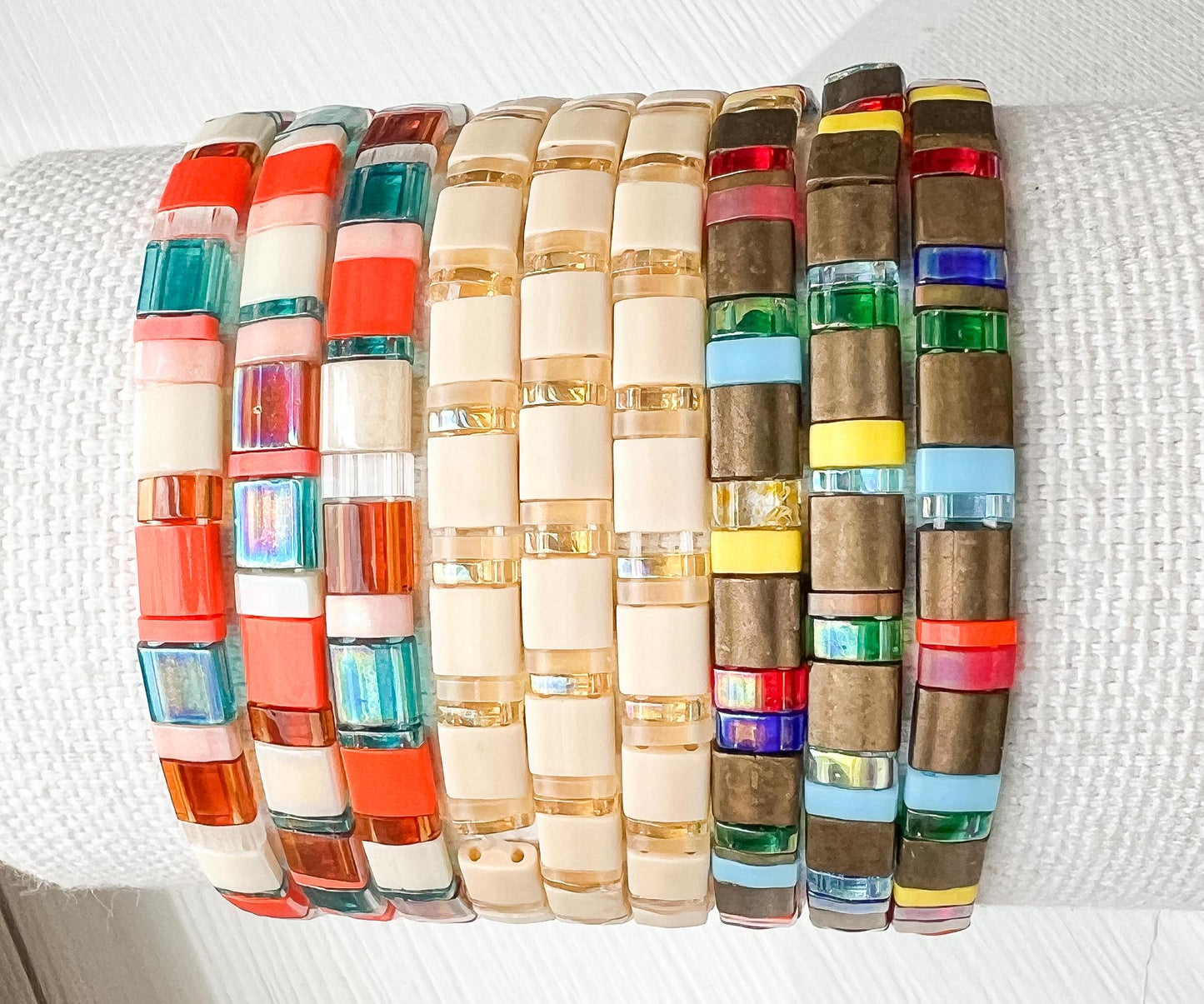 Handmade Tile Bead Bracelet Miyuki Tila Beads Adjustable Stackable Jewelry Colorful Pattern Design Everyday Wear Comfortable Fit Birthday Gift Idea Bridesmaid Jewelry Gift Friendship Bracelet Bohemian Style Accessory Stretch Bracelet