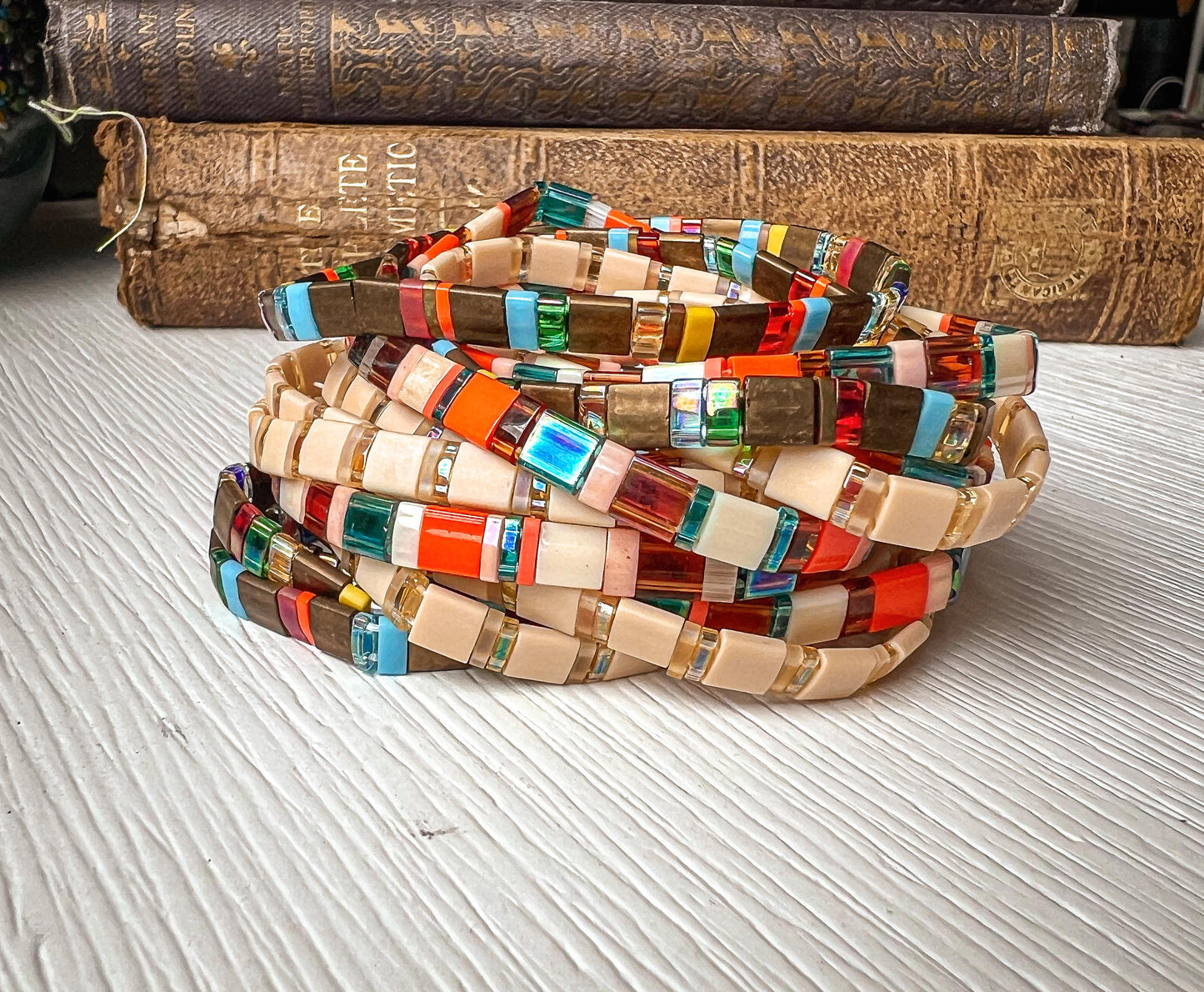 Miyuki Bracelet Adjustable Tile Bead Design Stackable Jewelry Collection Handmade Colorful Beads Pattern Everyday Wear Accessory Birthday Gift For Friends Bridesmaid Gift Idea Bohemian Bracelet Style Comfortable Stretch Design Japanese Tila