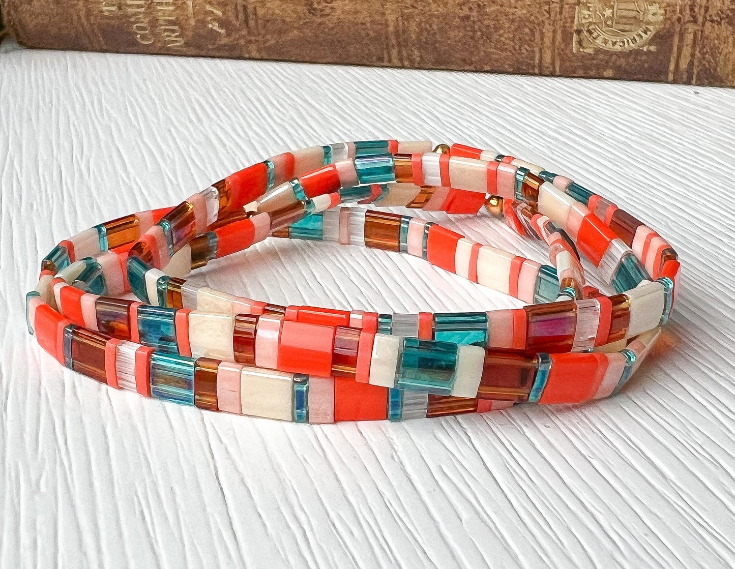 Tile Bead Bracelet – Handmade Adjustable Miyuki Jewelry Gift