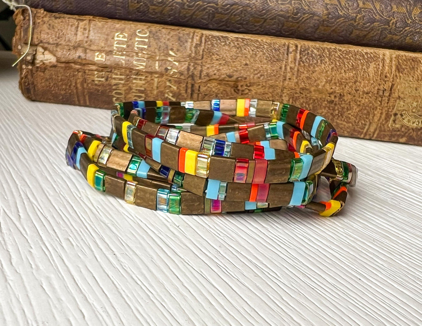 Tile Bead Bracelet – Handmade Adjustable Miyuki Jewelry Gift