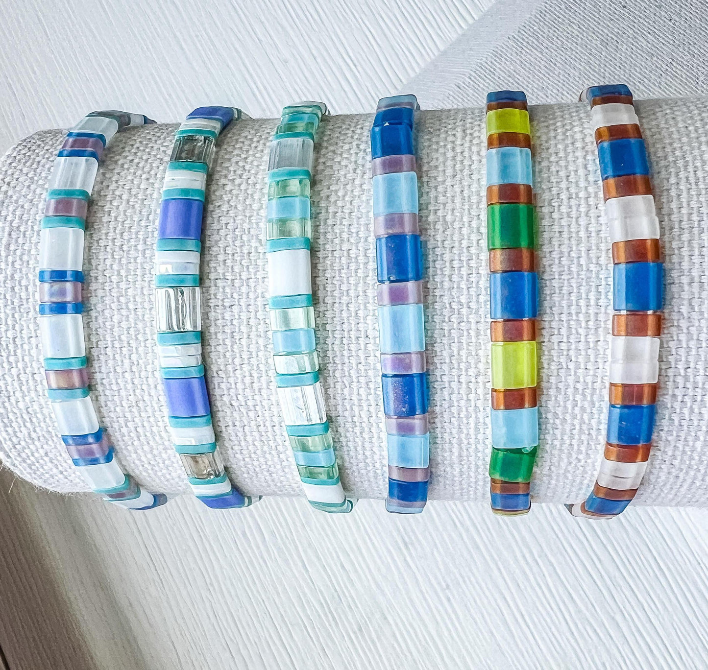 Turquoise Stretch Bracelet – Handmade Bohemian Beach Tila Bead