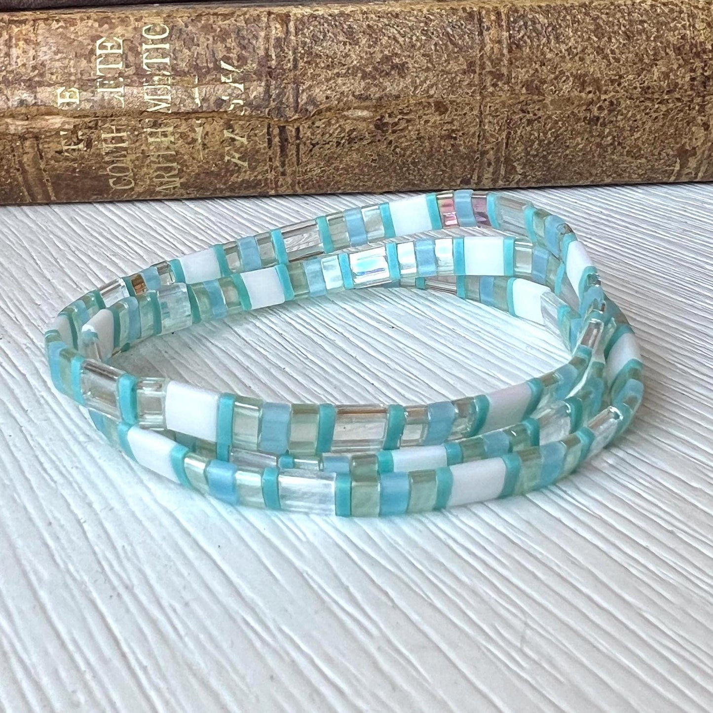 Handmade Bead Bracelet – Colorful Glass Beads in Coastal Wrap Style