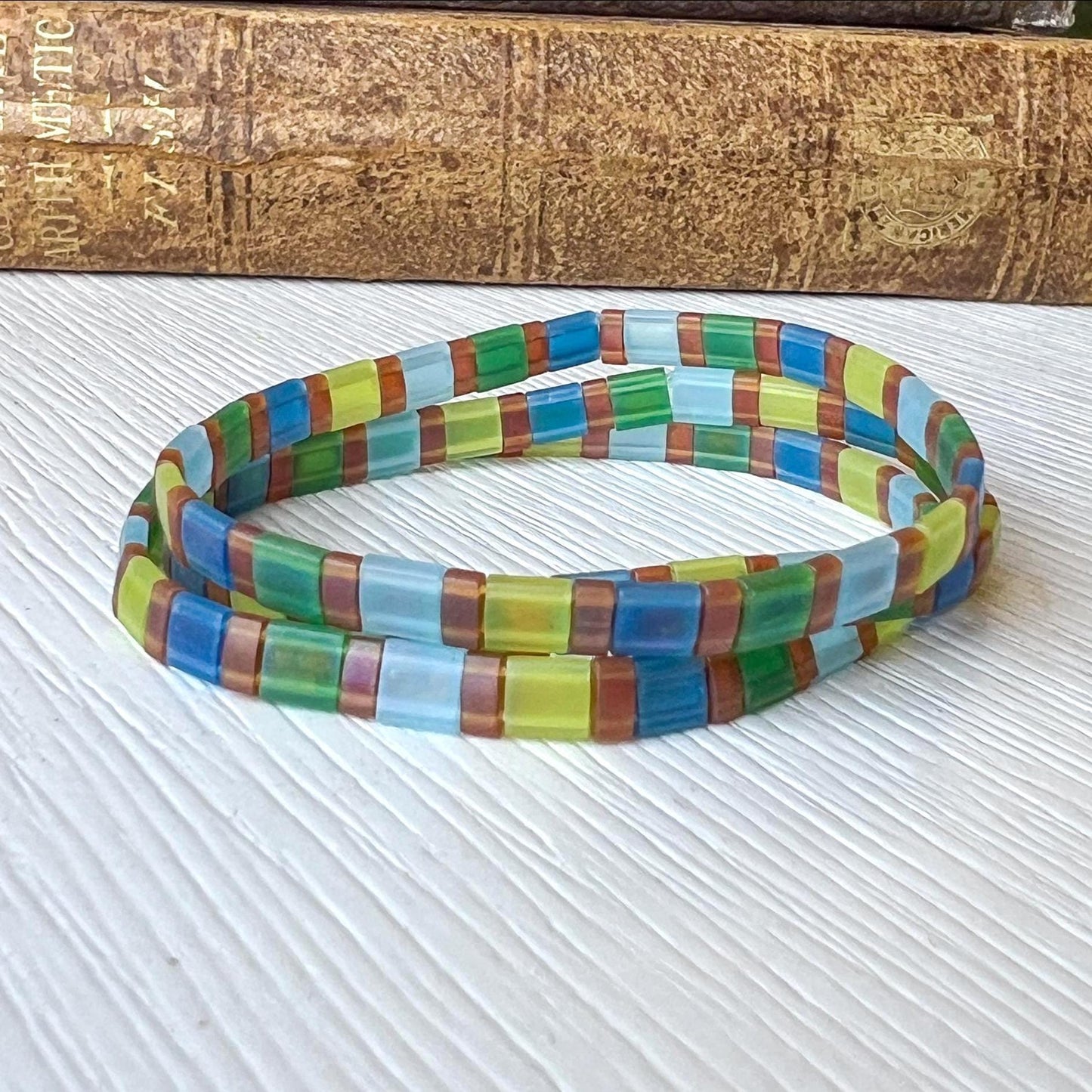Handmade Bead Bracelet – Colorful Glass Beads in Coastal Wrap Style