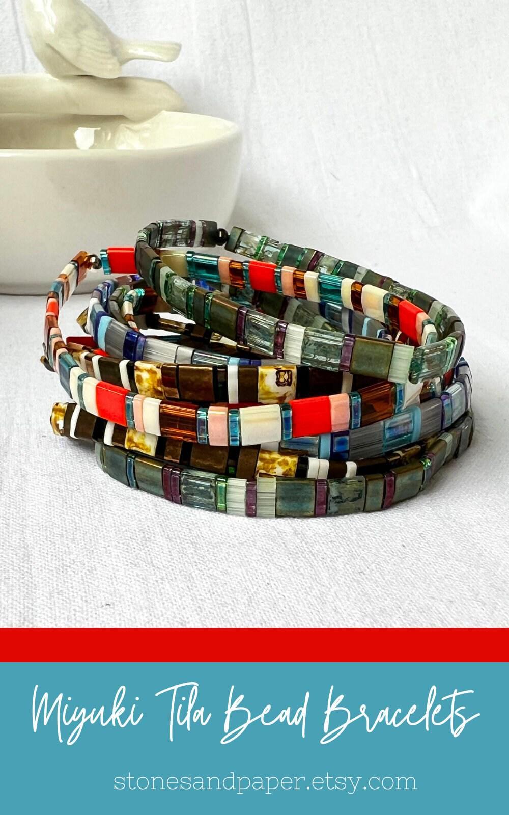 Handmade Beaded Bracelet – Stretch Elastic Miyuki Tila Design